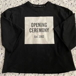 Opening Ceremony Crewneck Wide Short Sleeve Logo Sweater in Black Size Medium